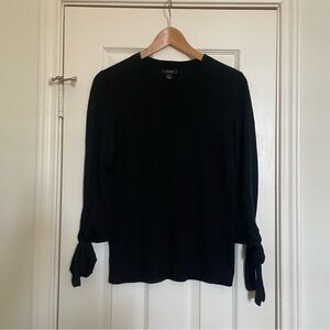 Nordstrom Halogen Tie Sleeve Crewneck Sweater, Small, Black